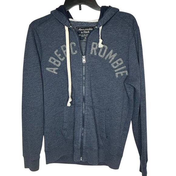 Abercrombie & Fite Men's Blue Gray Hooded Zip Up Sweatshirt Jacket Size XS - Picture 1 of 13